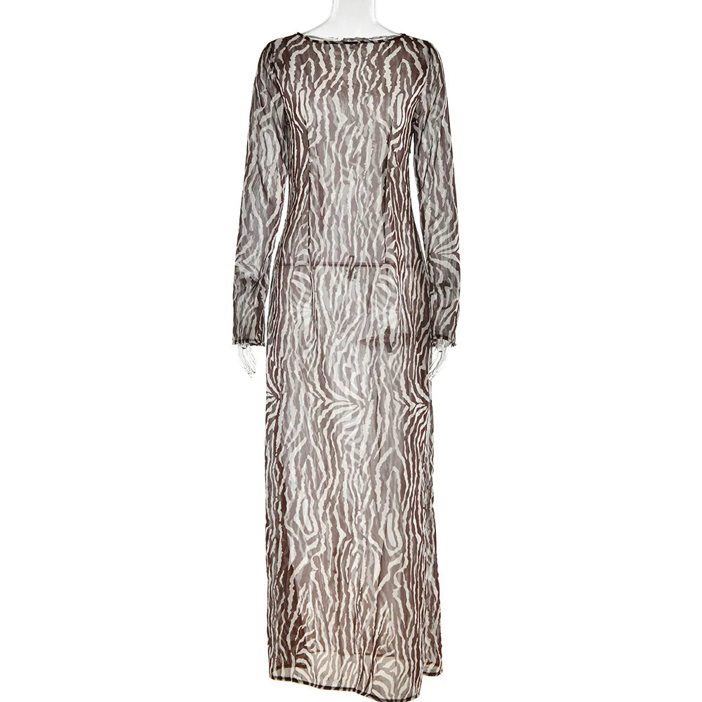 Vacation Party Zebra Printed Maxi Dress