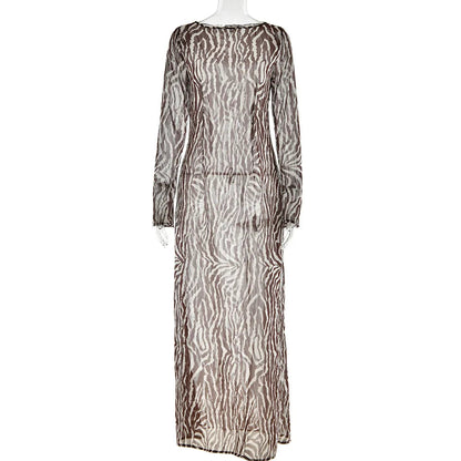 Vacation Party Zebra Printed Maxi Dress