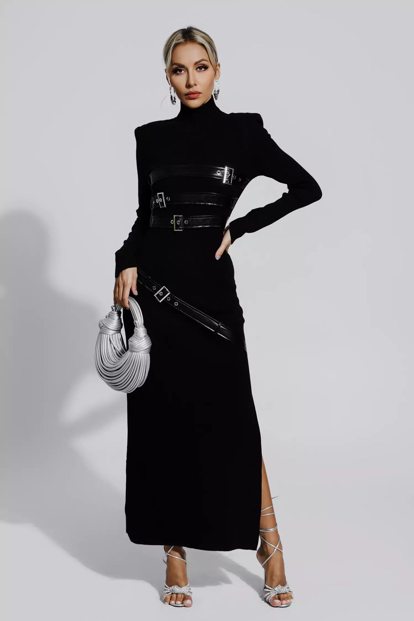 Zelda Black Pu Maxi Dress