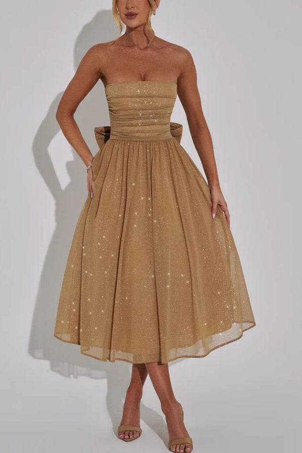 Off-shoulder Backless Bow Maxi Dress