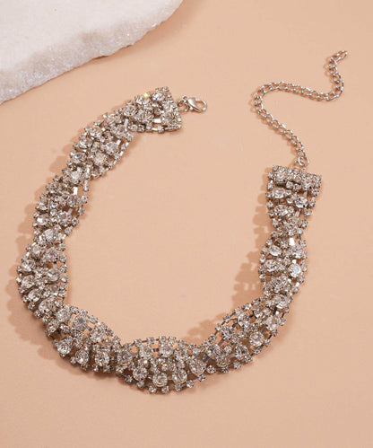 Classy White Sparkling Zircon Collar Necklace