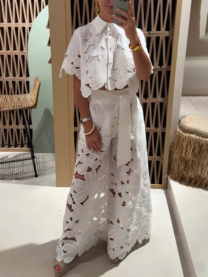 Exquisite Embroidery Hollow Cardigan Top