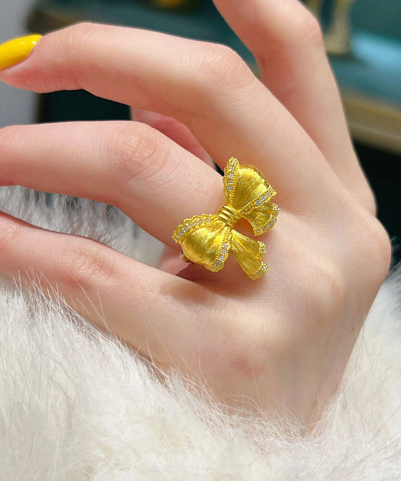 Stylish Gold 18k Gold Bow Zircon Rings