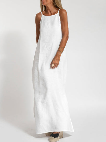 And Leisure Cotton and Linen Split Straps Maxi Dress