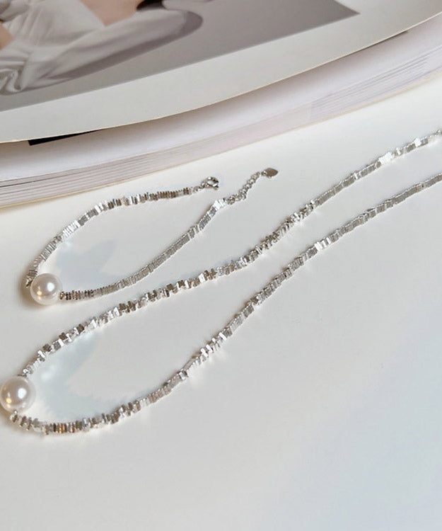 Silk Sterling Silver Pearl Necklace
