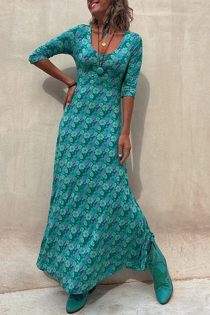 Iconic Crush Half Sleeve Elastic Maxi Dress