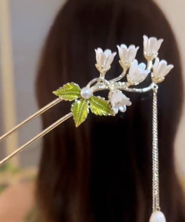 Silk Alloy Lily of the Valley Pearl Tassel Hairpin
