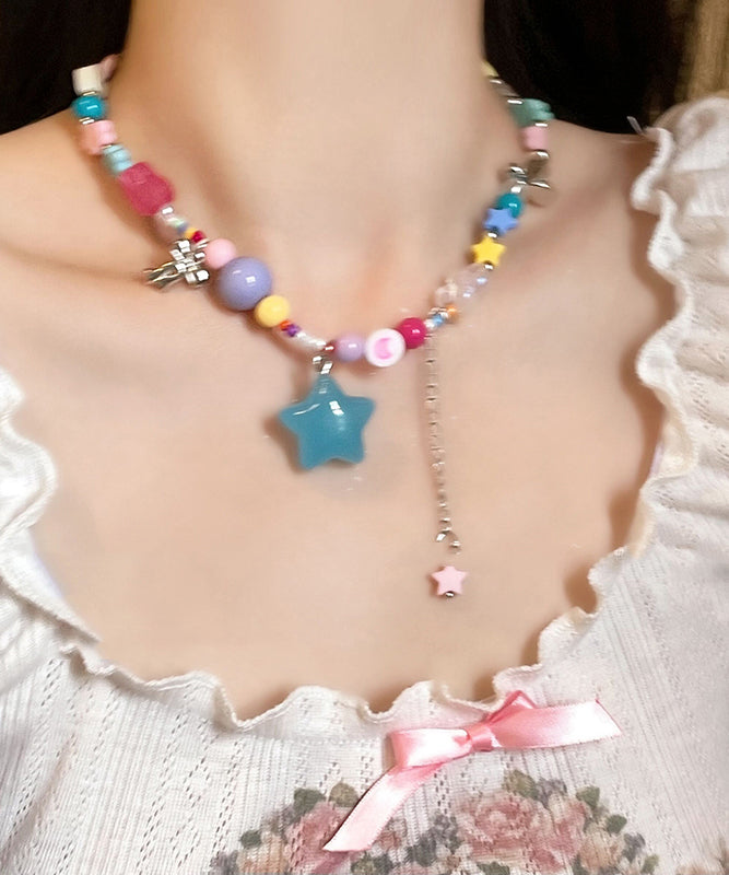 Rainbow Copper Resin Beads Love Tassel Pendant Necklace