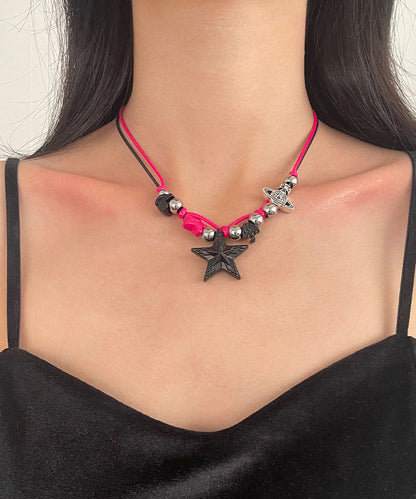 Colorblock Stainless Steel Alloy Star Pendant Necklace
