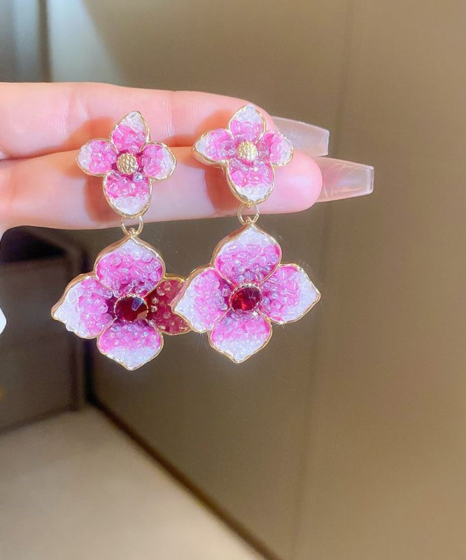 Modern Rose Gradient Color Alloy Zircon Drop Earrings