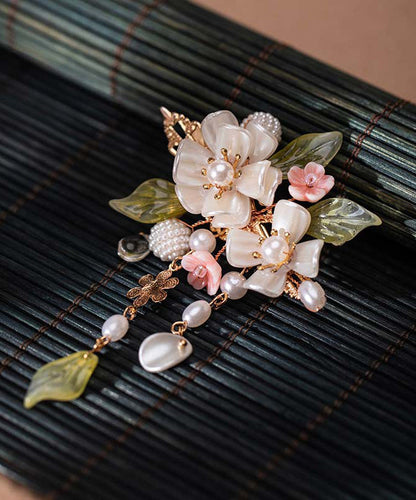 Alloy Pearl Cherry Blossom Tassel a Pair Hairpin
