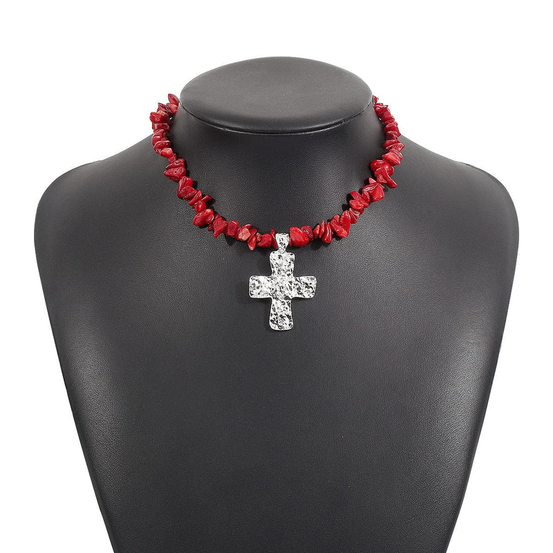 Naturel Stones Cross Necklaces