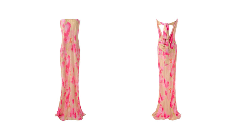 Ruched Strapless Tie Maxi Dress