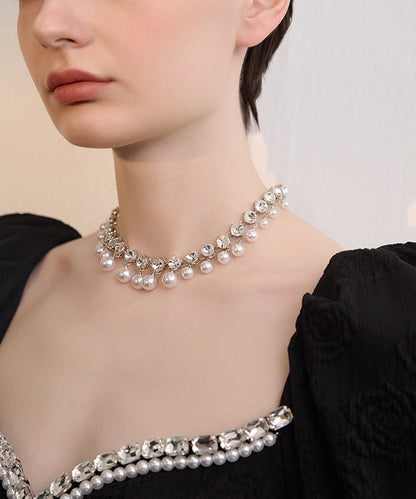 Handmade Zircon Tassels Pearl Adjustable Gold Plated Choker