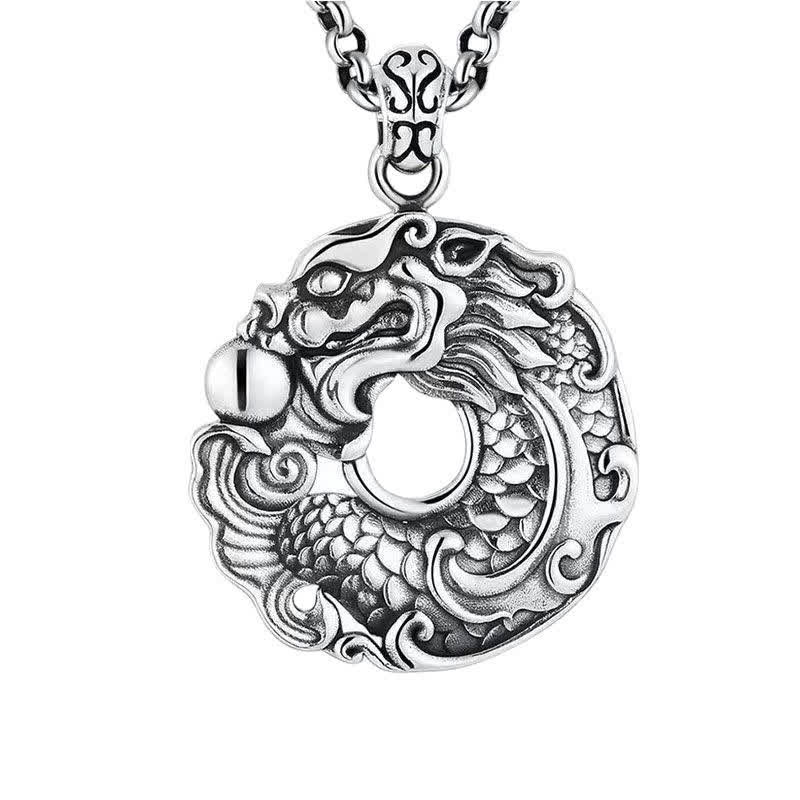 Buddha Stones Koi Fish Dragon Peace Buckle Wealth Necklace Pendant