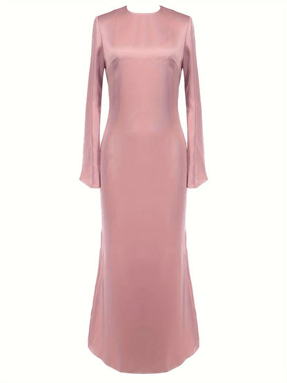 High Waist Maxi Dress for Long Sleeve Patchwork Slim Party Dress Autumn Female Long Dress