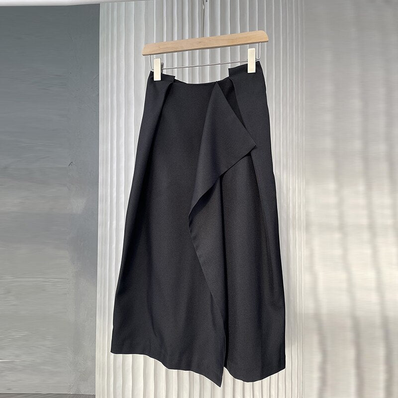 4.29chic Lake Blue Irregular Pleated Patchwork Skirt