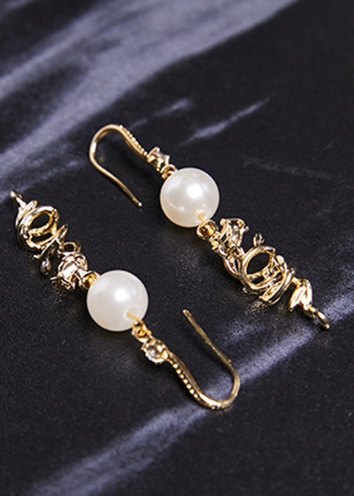 Original Design 14k Gold Pearl Drop Earrings