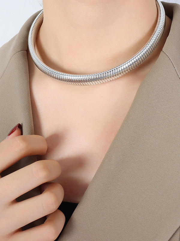 Pleated Color Dainty Necklace Necklaces Accessories