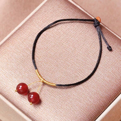 Buddha Stones Natural Red Agate Chalcedony Self-acceptance Confidence String Bead Bracelet Necklace Pendant