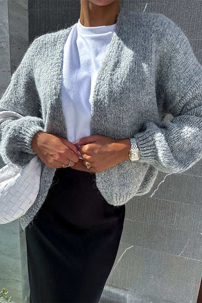 Color Long Sleeve Knitted Cardigan
