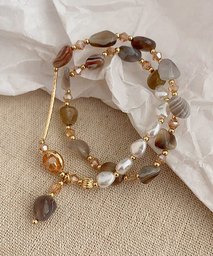 Multi Copper Overgild Pearl Crystal Charm Bracelet