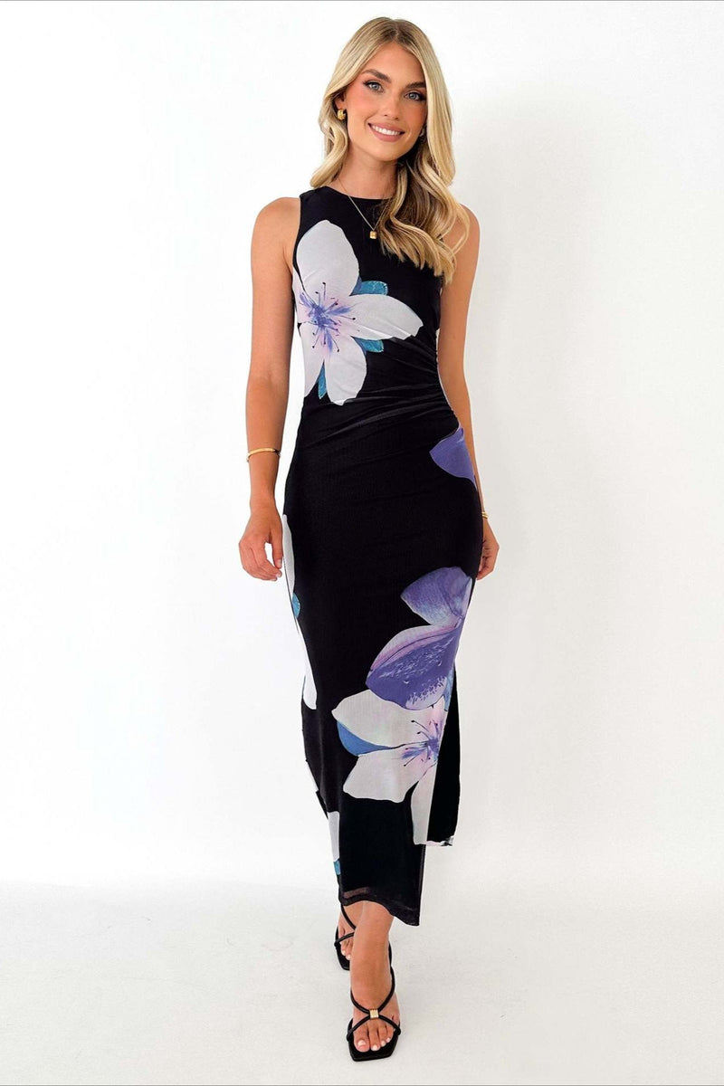 Print Waist Slimming Maxi Dress
