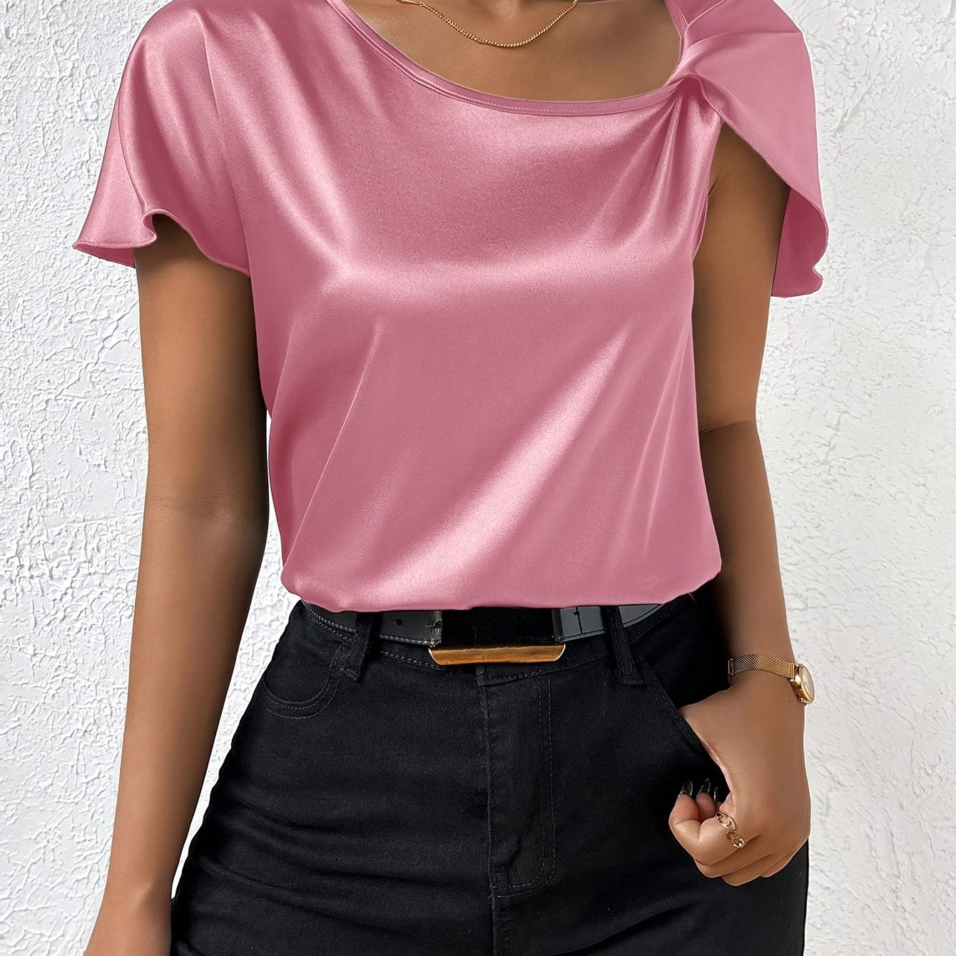 Leasa - Forward Shoulder Accent Blouse
