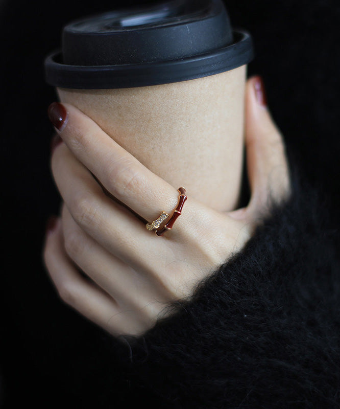 Light Exquisite Red Bamboo Zircon Rings