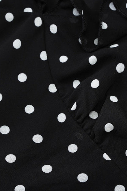 Polka Dot V-neck Mesh Bodycon Mini Dress