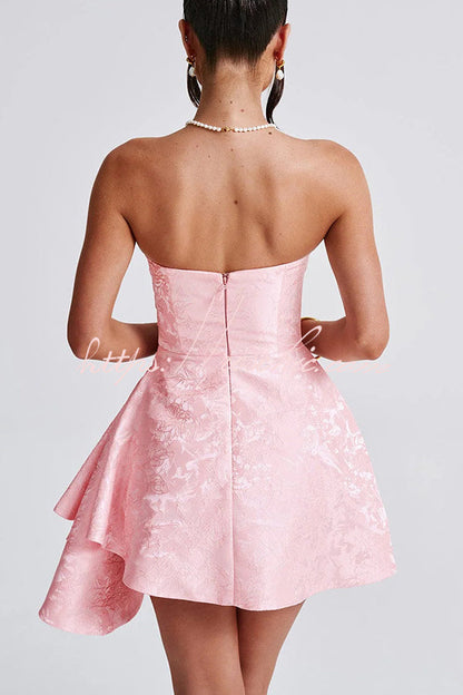 Jacquard Off-shoulder Backless Fitted Mini Dress