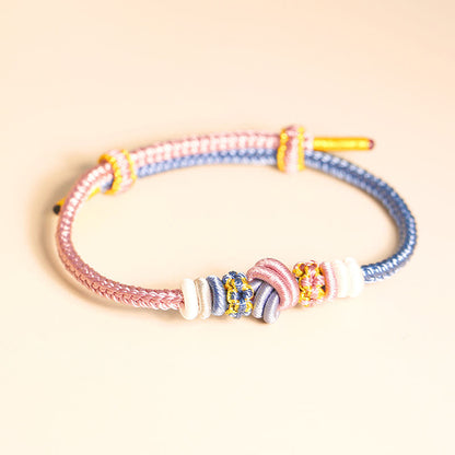 Buddha Stones Two-color Rope Handcrafted Eight Thread Peace Knot Luck Connection Bracelet