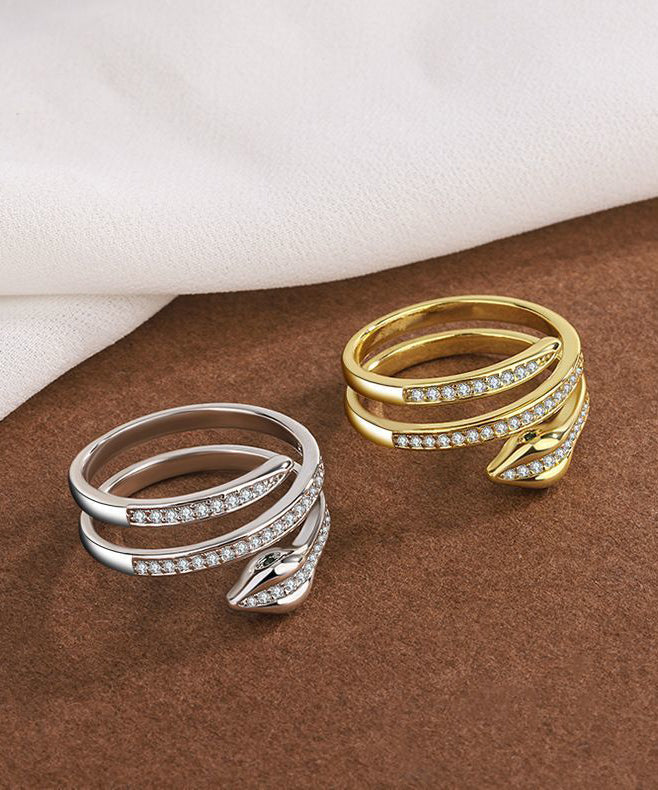 Alloy Zircon S-shaped Rings Two-piece Set