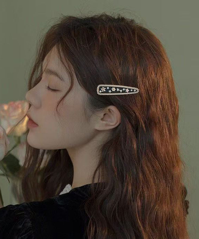 Novelty Black Alloy Pearl Zircon Hairpin Two-piece Set