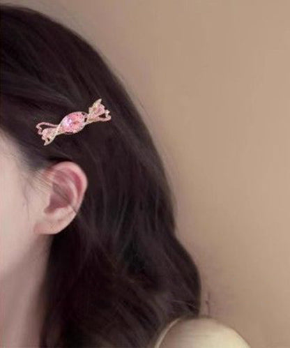 Pink Alloy Crystal Zircon Candy Hairpin