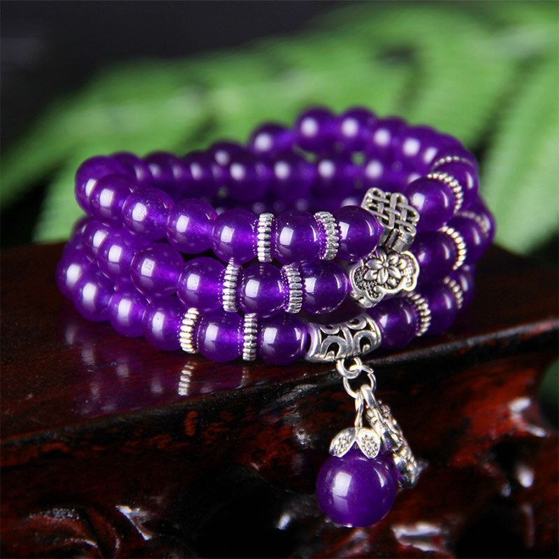 Buddha Stones the Amethyst Pixiu Wealth Bracelet