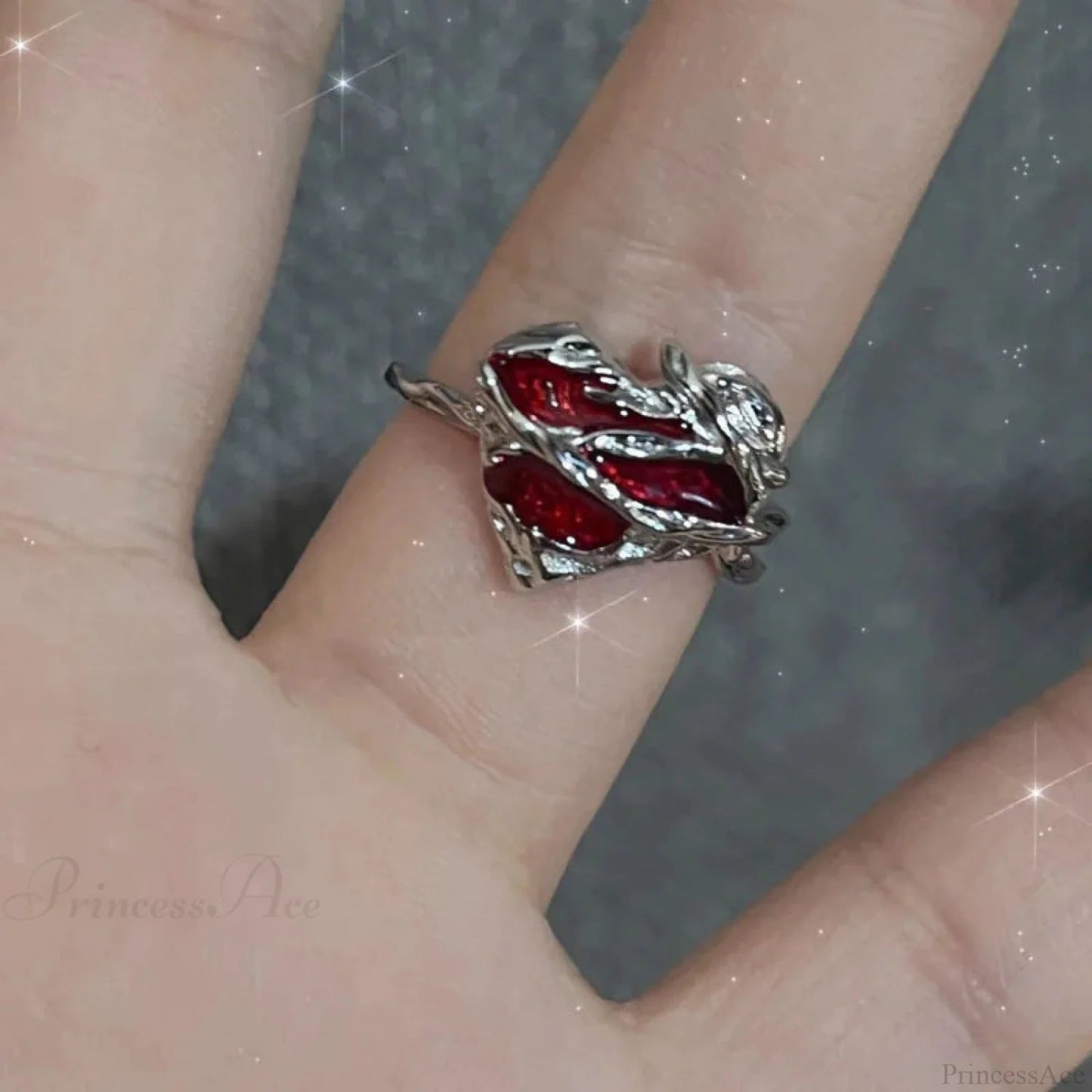 Dark Crimson Crystal Arachnid Celestial Band