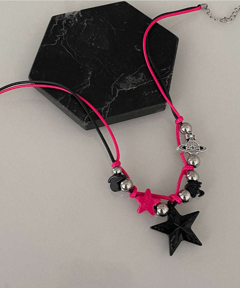Colorblock Stainless Steel Alloy Star Pendant Necklace