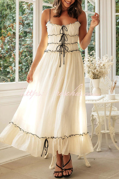 Strappy Pleated Paneled Strap Maxi Dress