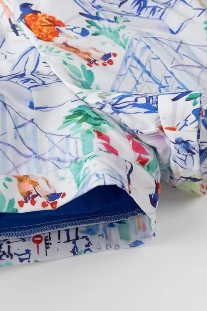 Graffiti Print Cotton Shorts Set