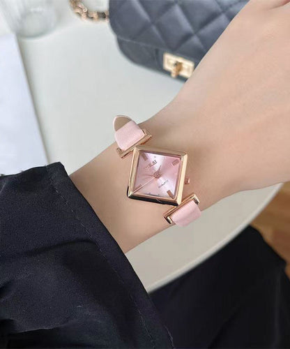 Pink Leather Diamond Shaped Watch