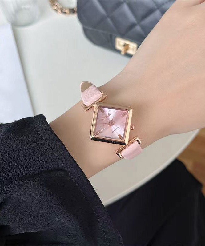 Pink Leather Diamond Shaped Watch