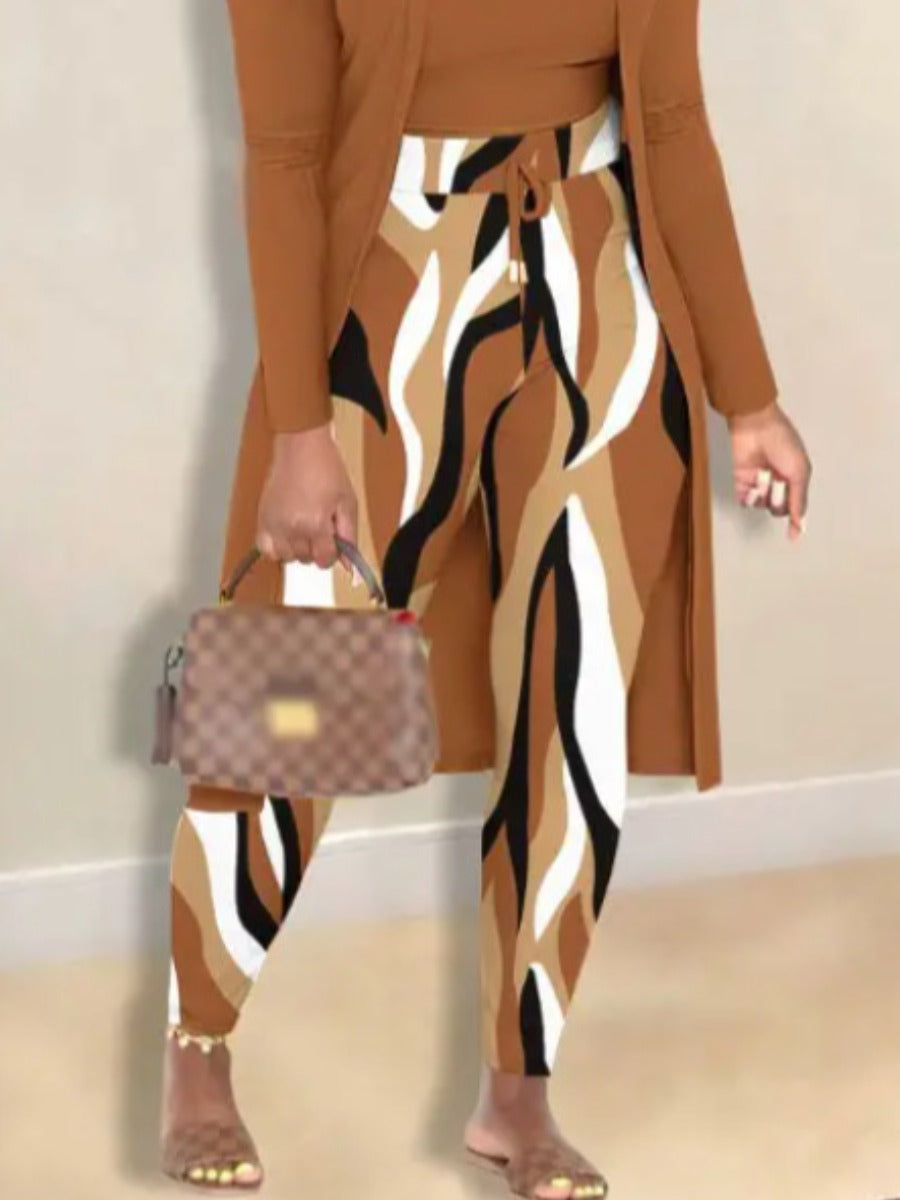Cami Geometric Print Drawstring Three Piece Pants Set Bo5084