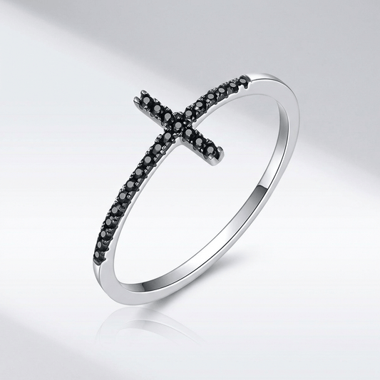 Silver Cross Sparkle Ring