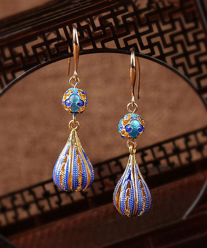 Gold Ancient Gold Cloisonne Drop Earrings