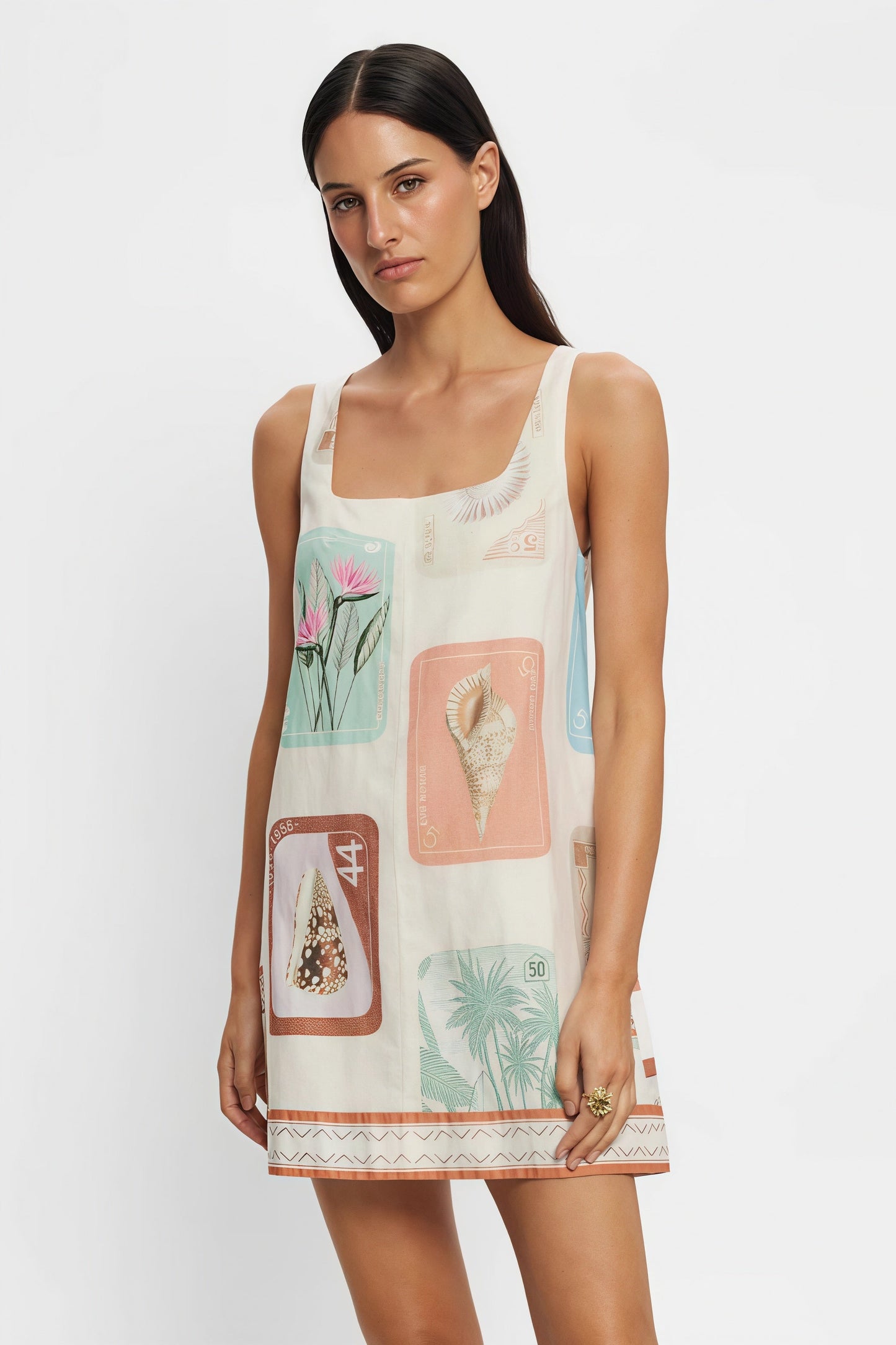 Linen Print Bagsy Fit Summer Beach Mini Dress