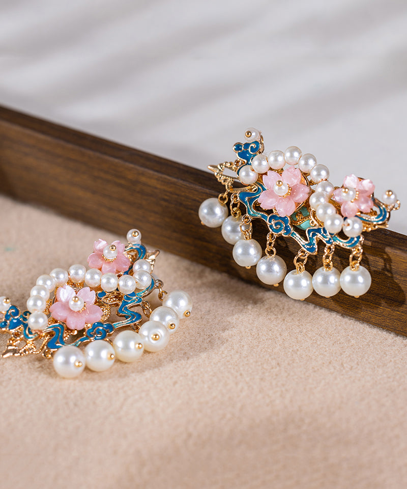 Chinese Style Gold Alloy Pearl Tassel Hairpin