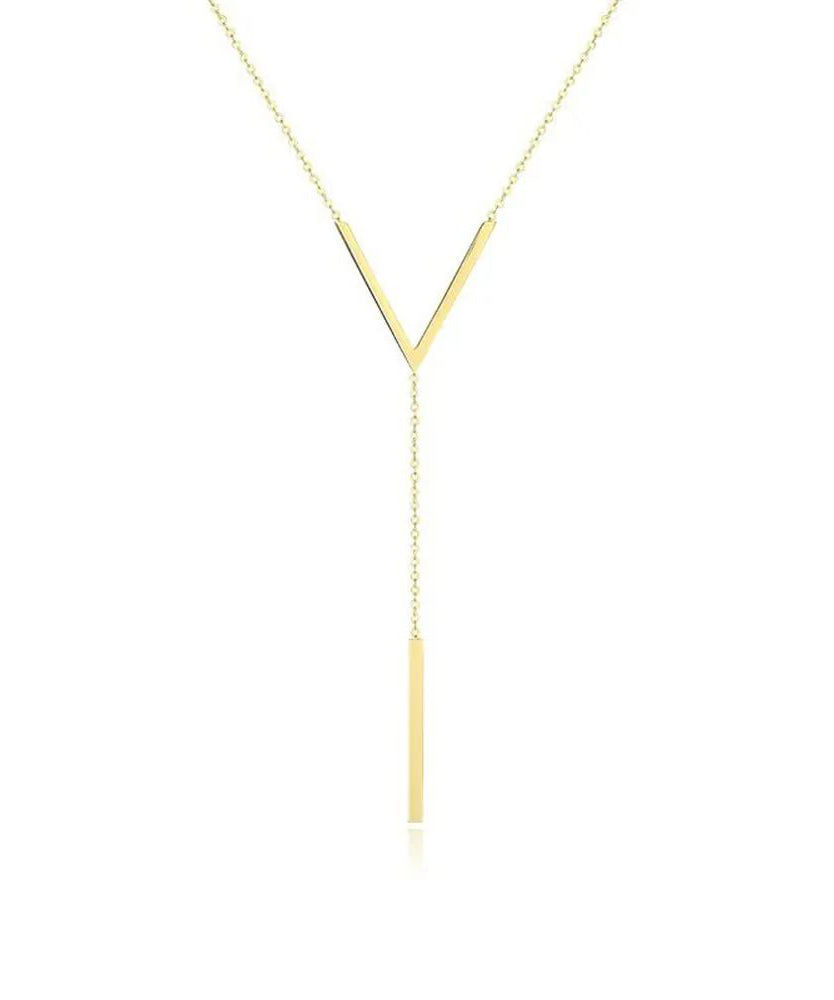 New V-shaped Long Clavicle Gold Colour Chain Neckla