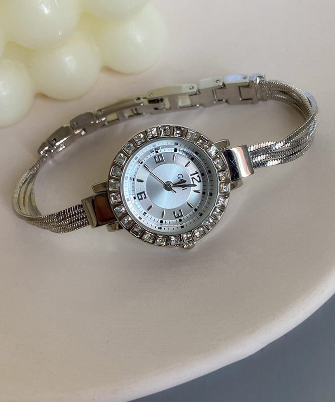 Blue Stainless Steel Zircon Quartz Movement Chain Waterproof Watches