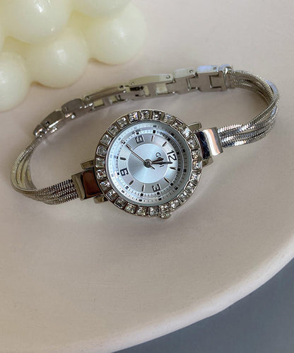 Blue Stainless Steel Zircon Quartz Movement Chain Waterproof Watches